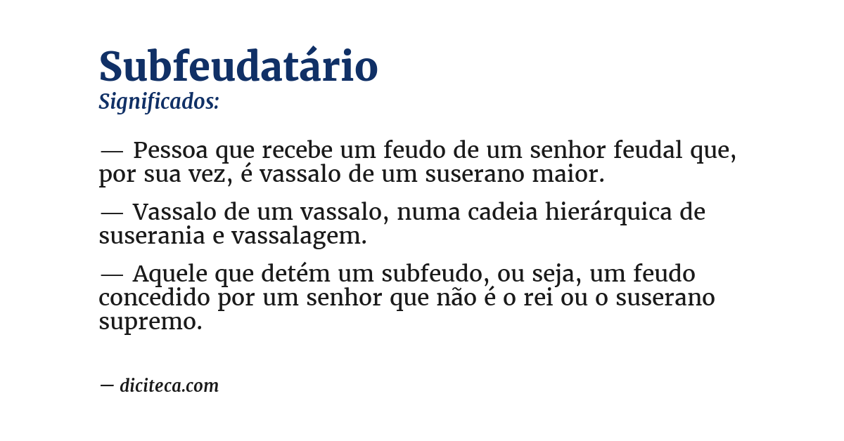 Significado de subfeudatário