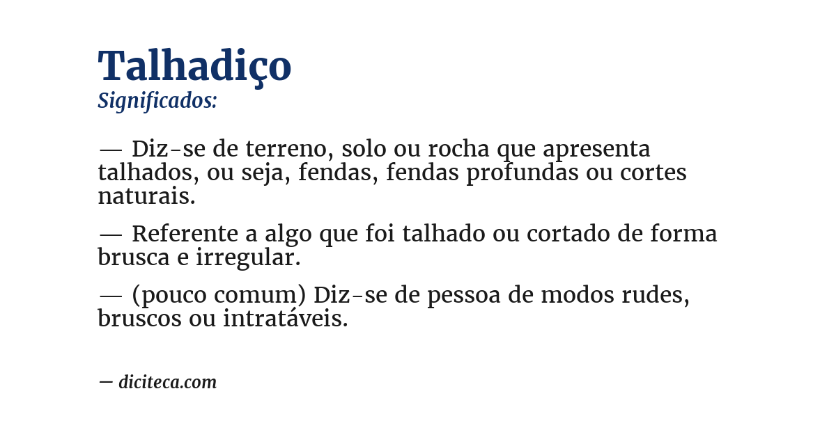 Significado de talhadiço