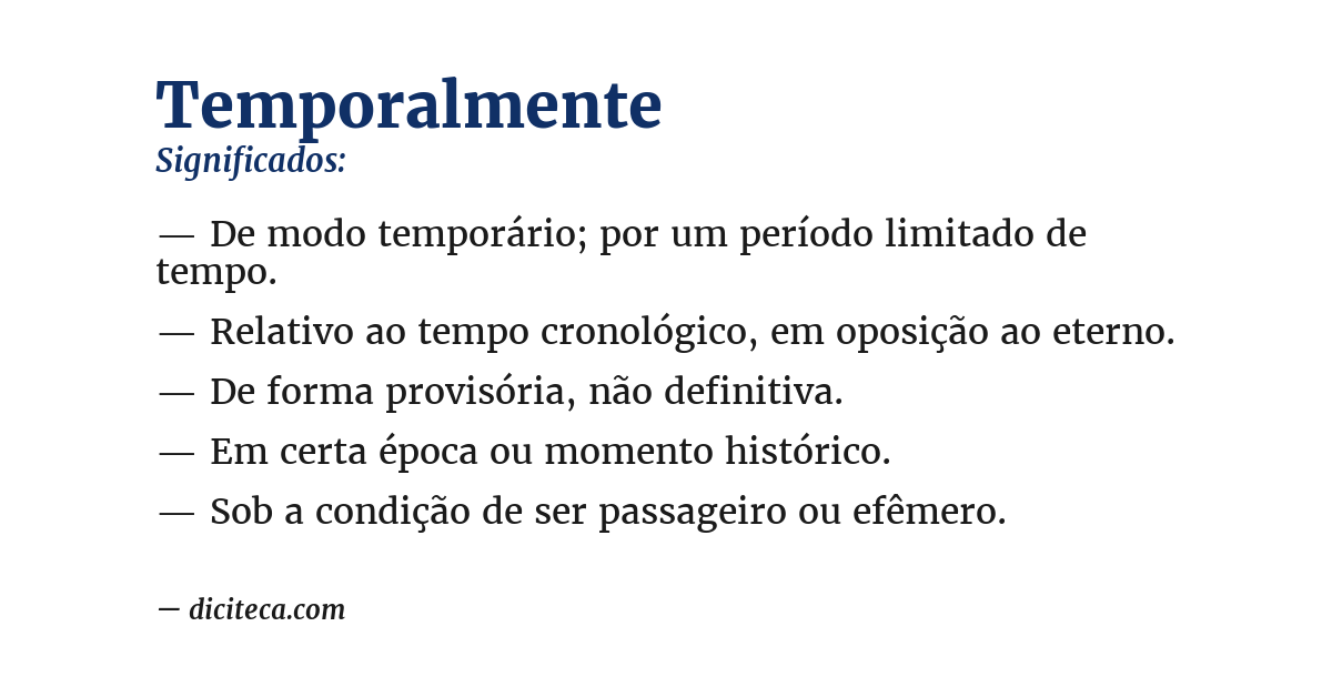 Significado de temporalmente