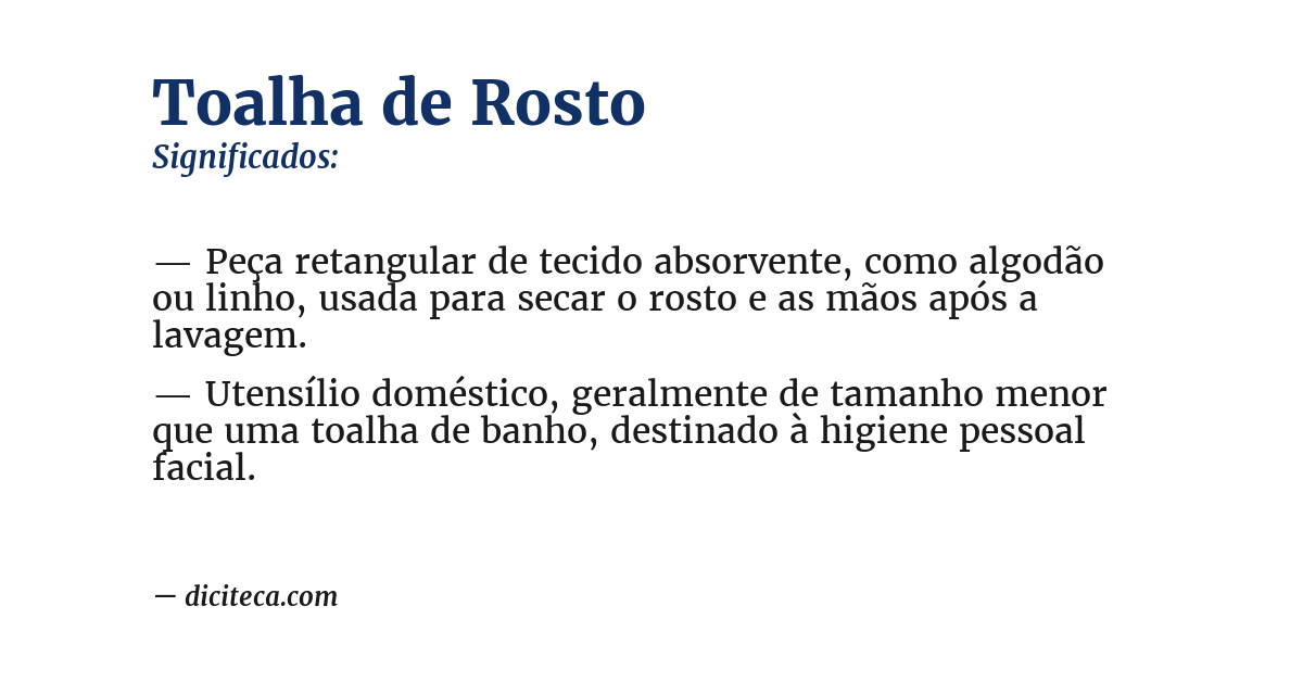 Significado de toalha de rosto