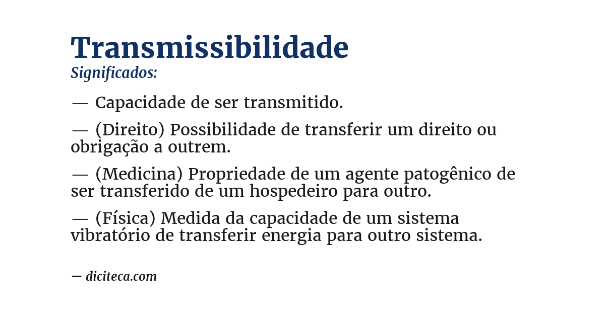 Significado de transmissibilidade