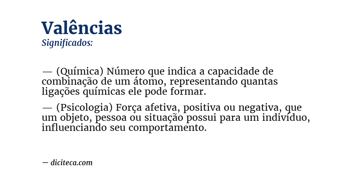 Significado de valências