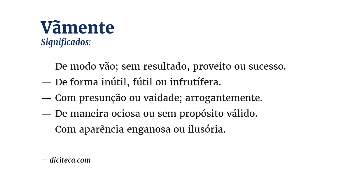 Significado de vãmente
