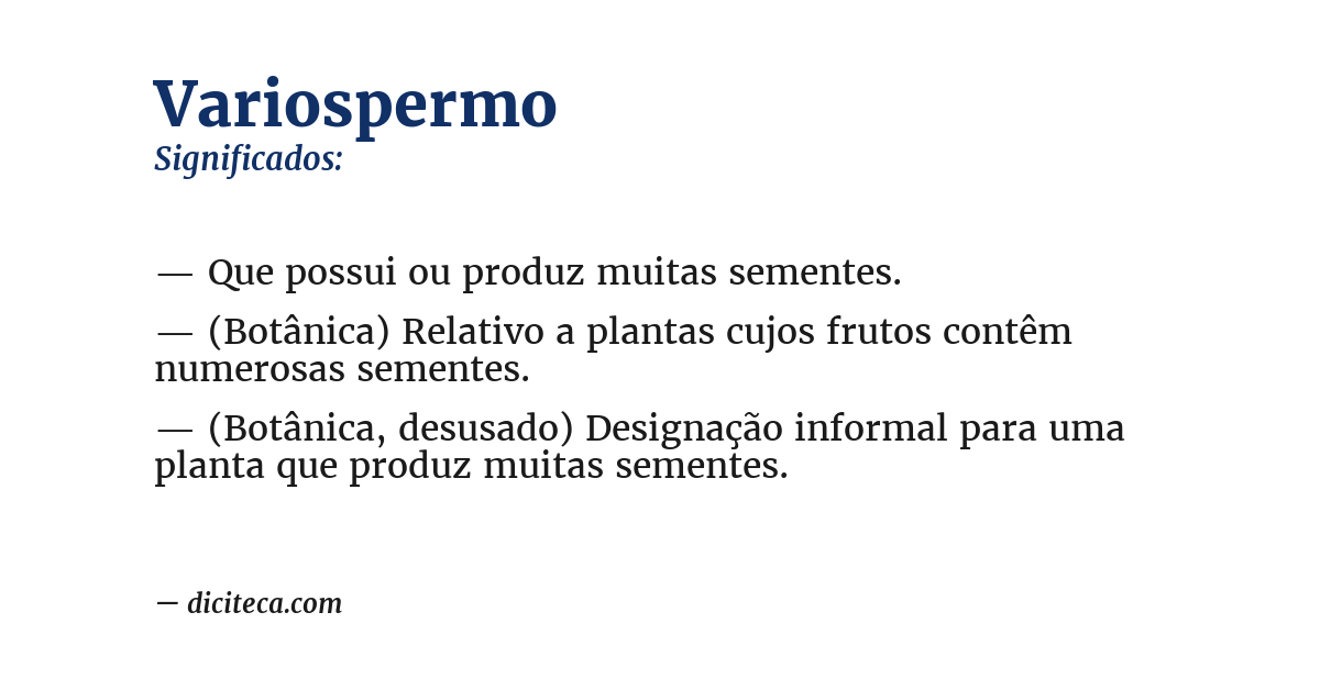 Significado de variospermo