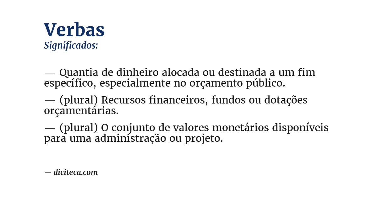 Significado de verbas