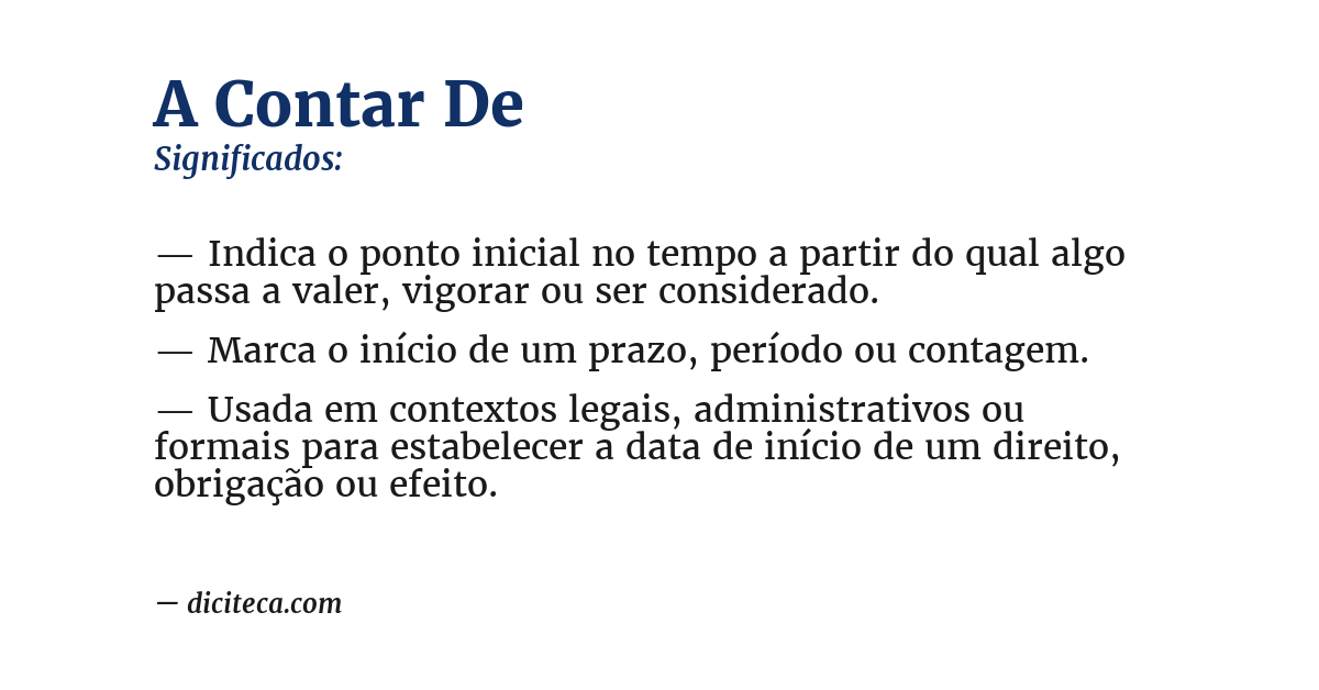 Significado de a contar de