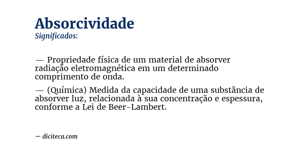Significado de absorcividade
