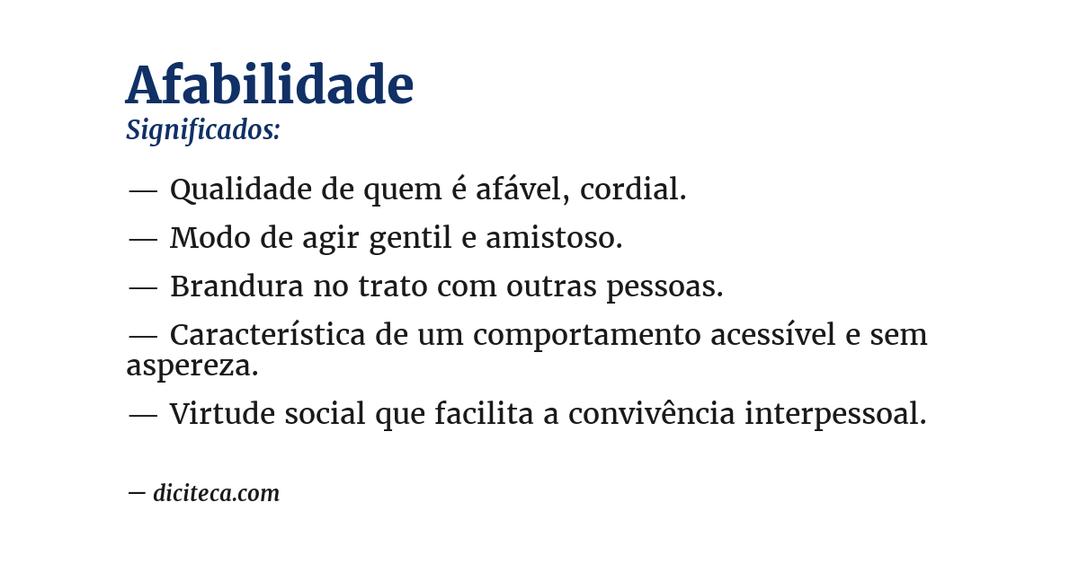 Significado de afabilidade