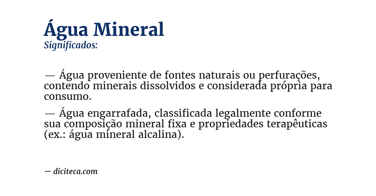 Significado de água mineral