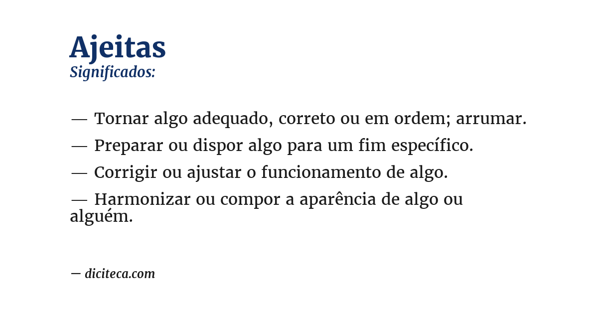 Significado de ajeitas