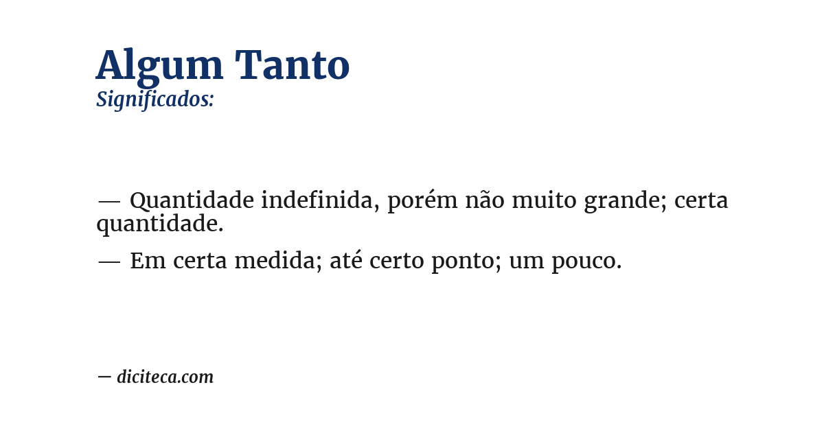 Significado de algum tanto