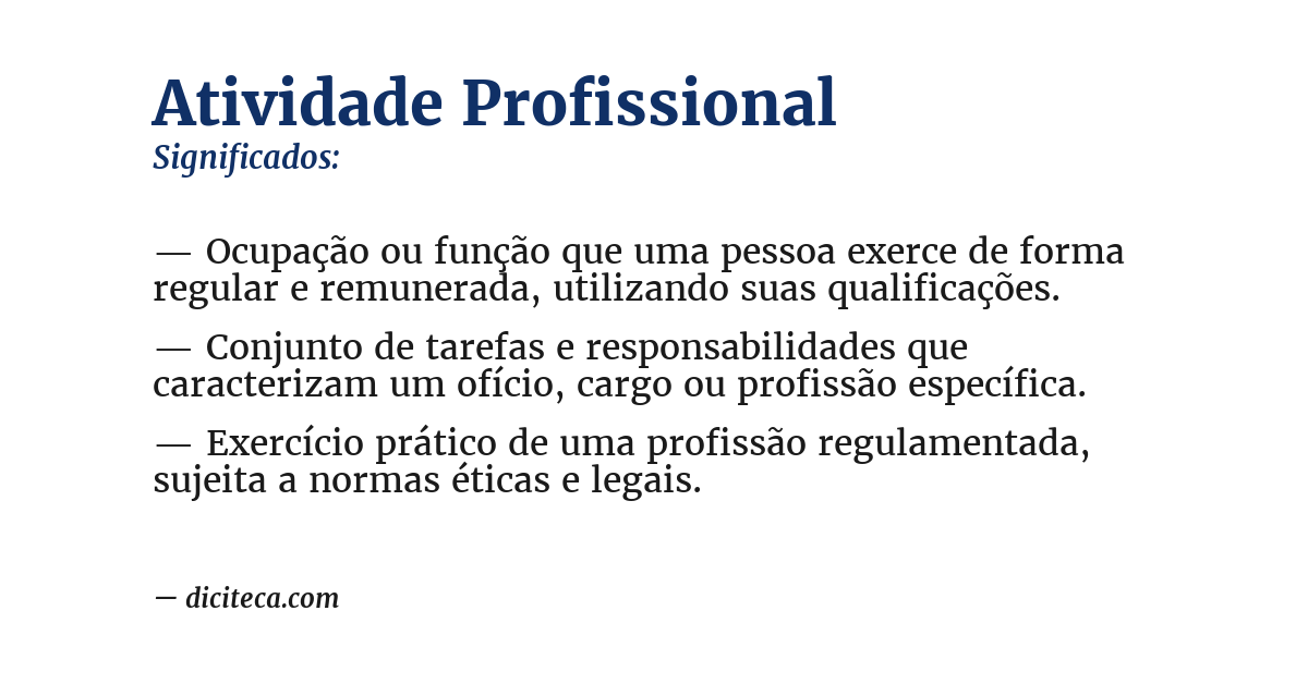 Significado de atividade profissional