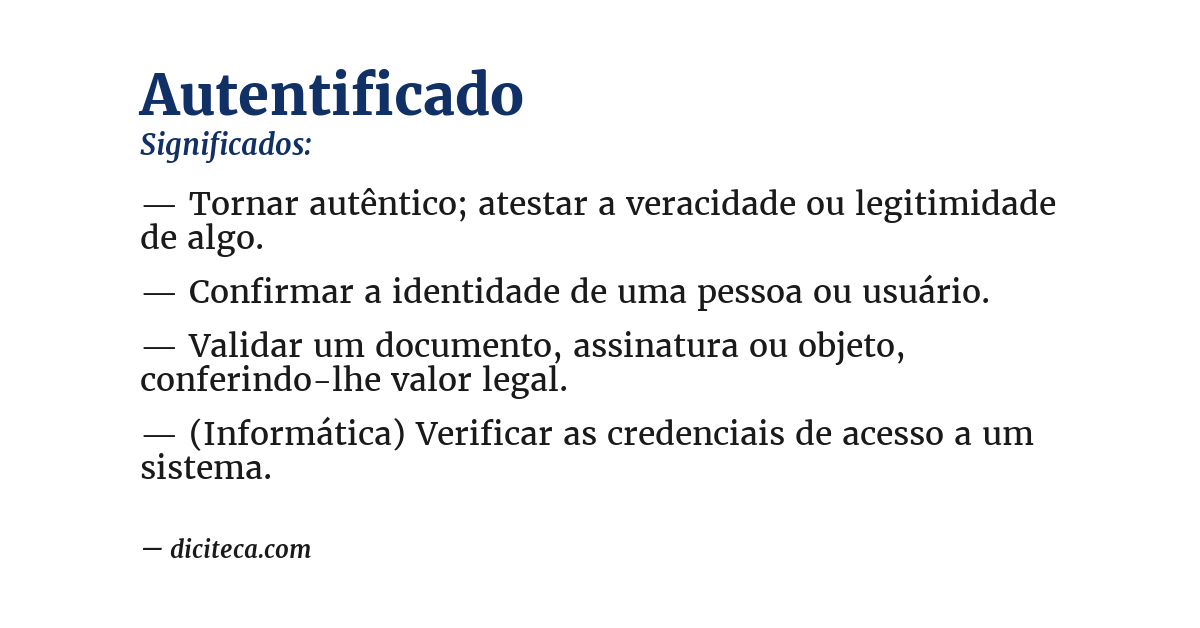 Significado de autentificado