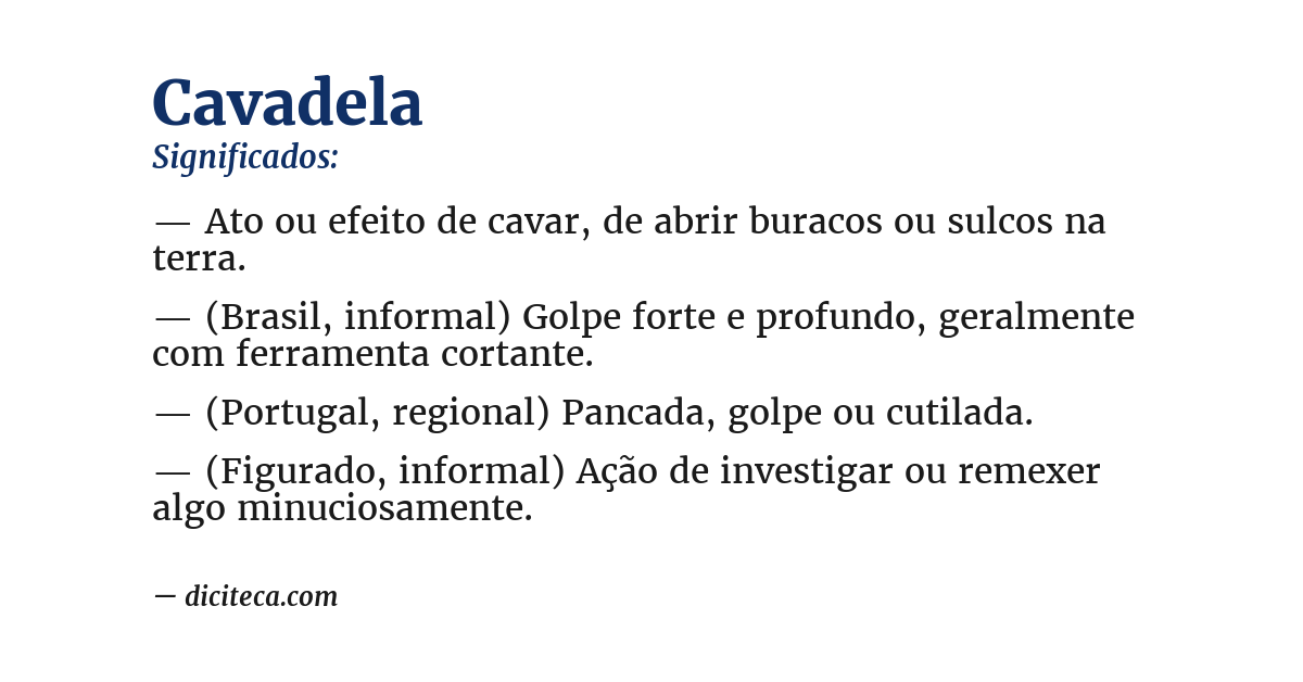 Significado de cavadela