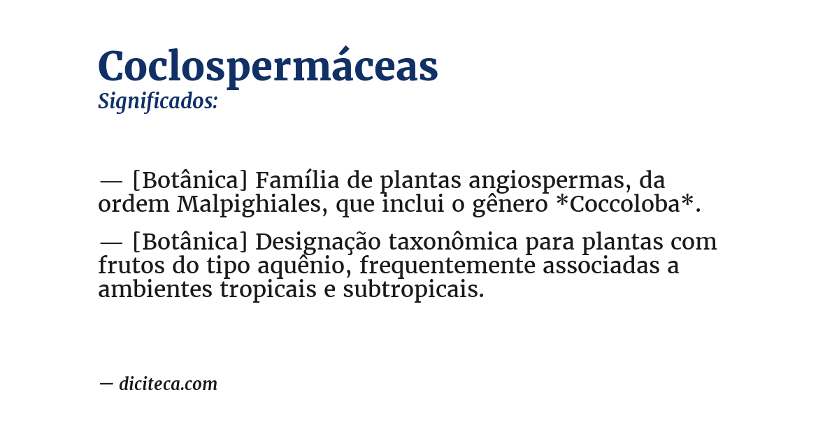 Significado de coclospermáceas