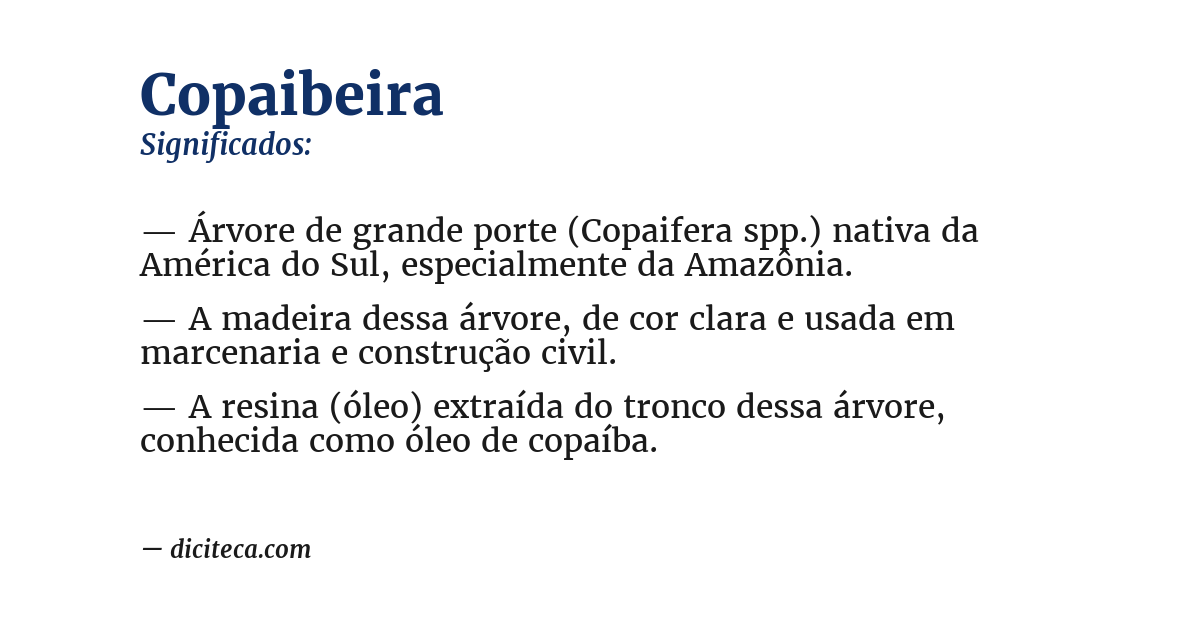 Significado de copaibeira