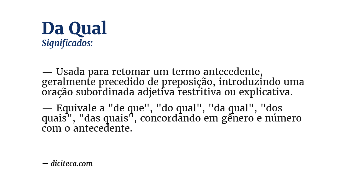 Significado de da qual