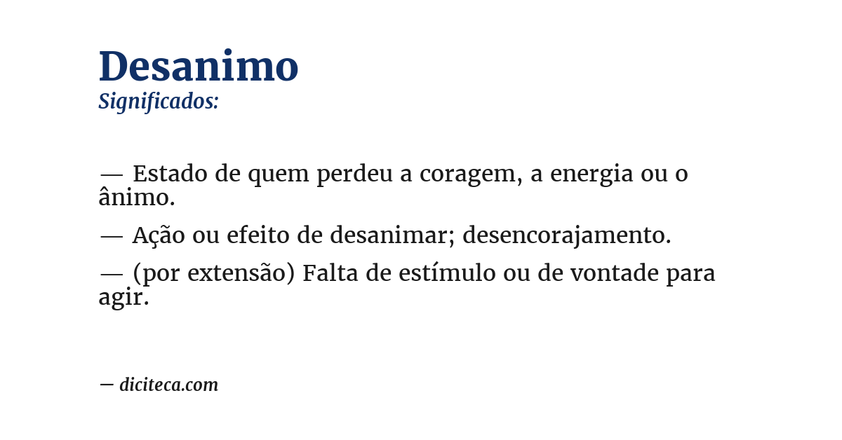 Significado de desanimo