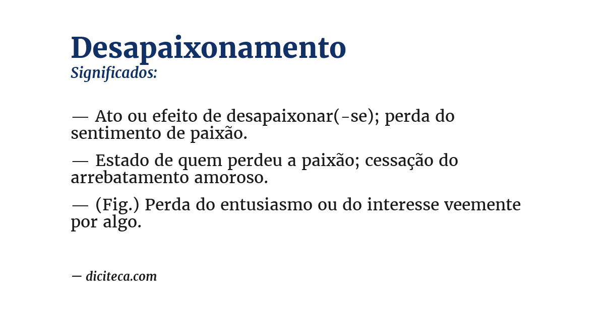 Significado de desapaixonamento