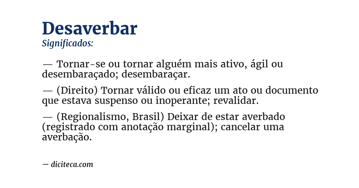 Significado de desaverbar