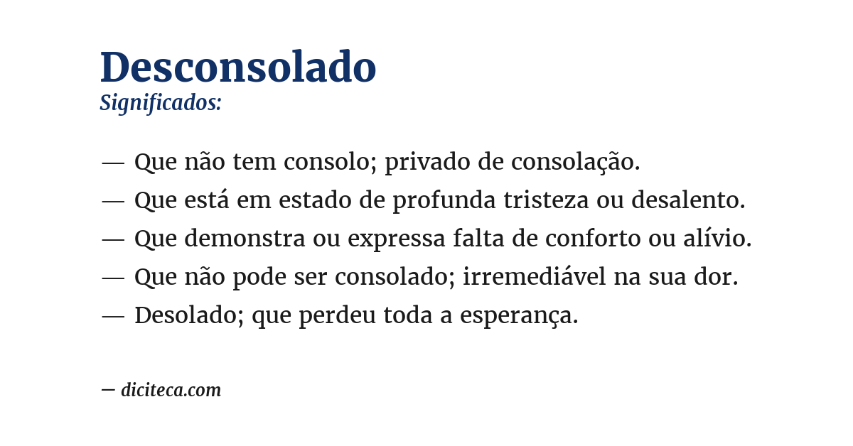 Significado de desconsolado