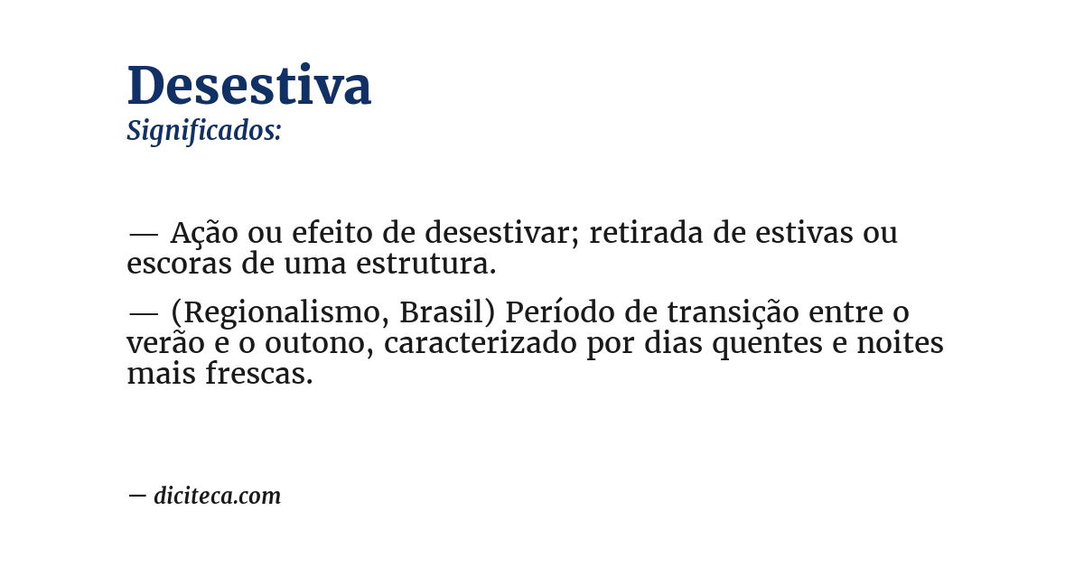 Significado de desestiva