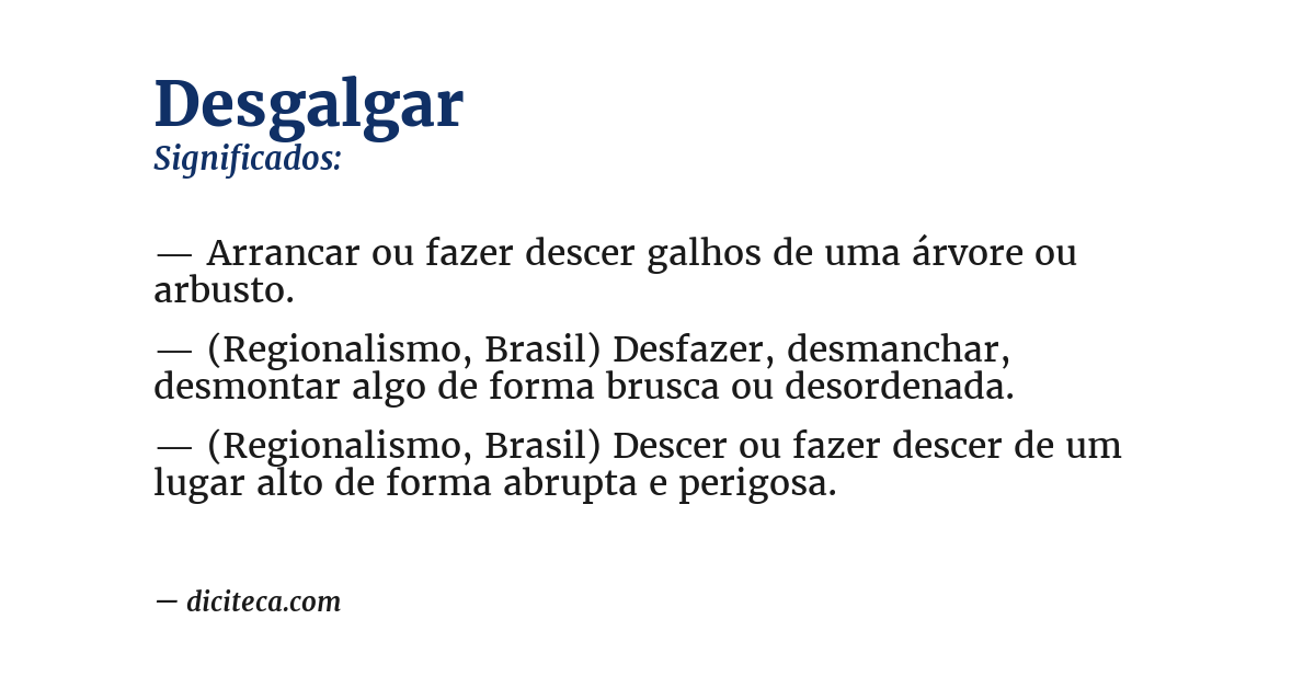 Significado de desgalgar