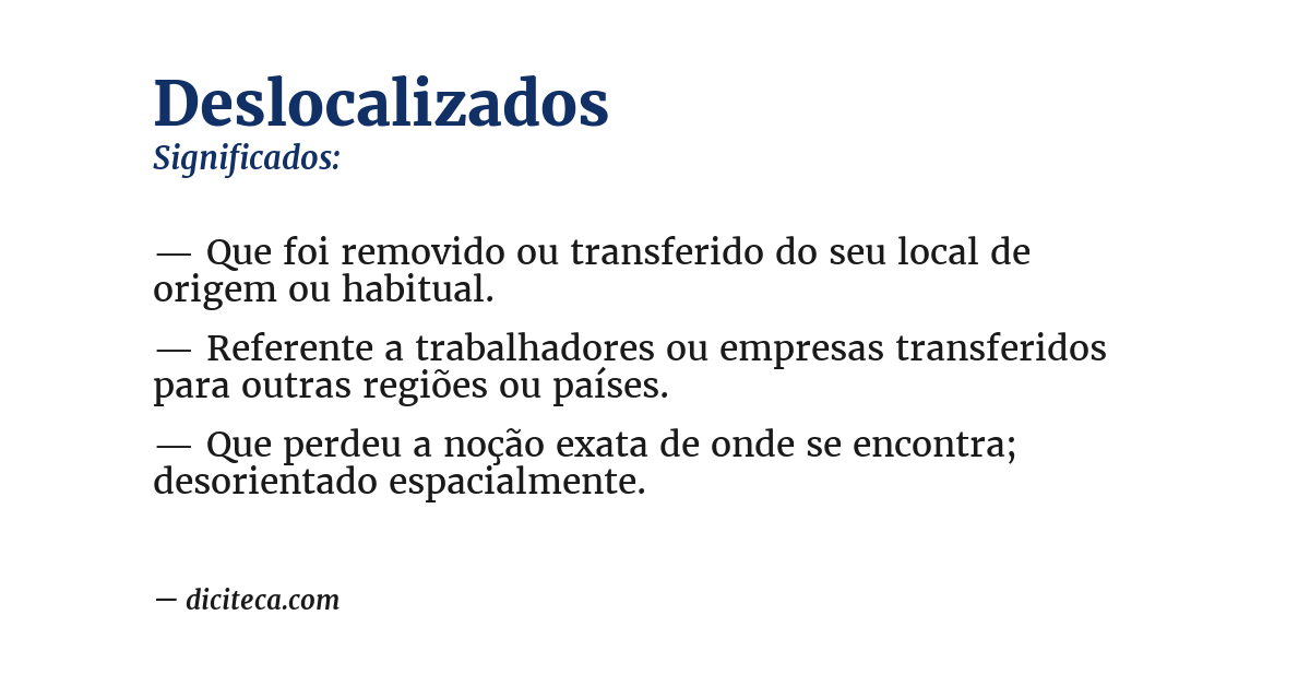 Significado de deslocalizados
