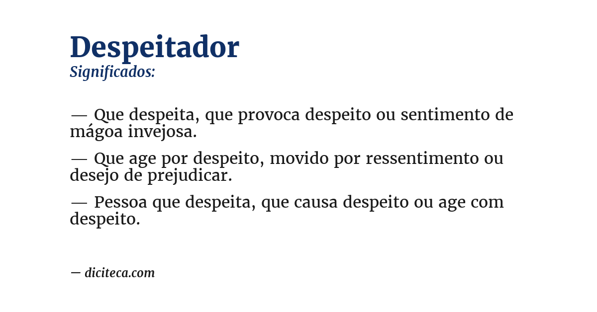 Significado de despeitador