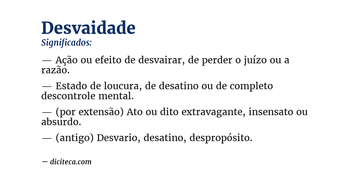 Significado de desvaidade