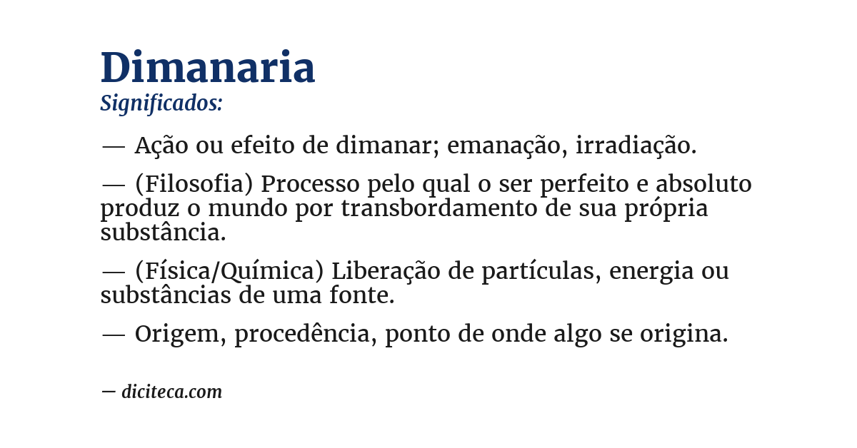 Significado de dimanaria