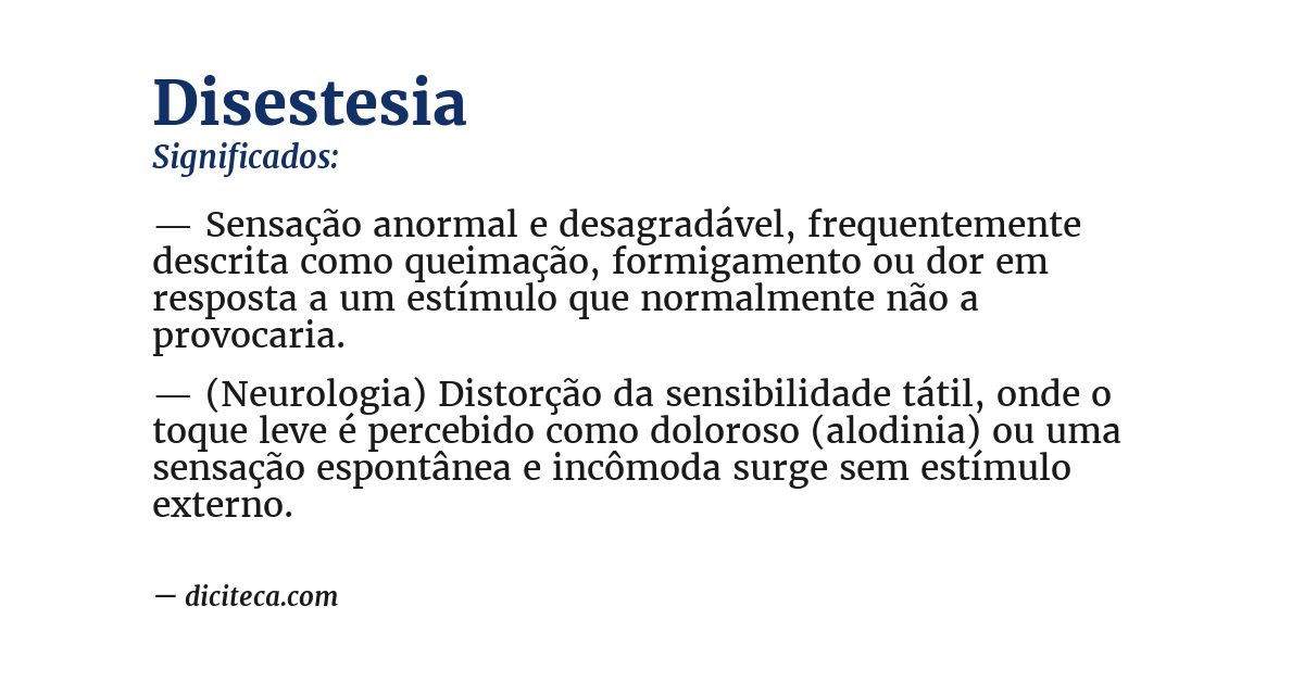 Significado de disestesia