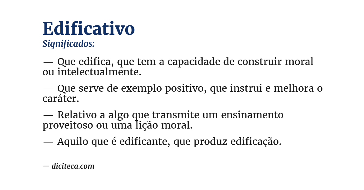 Significado de edificativo