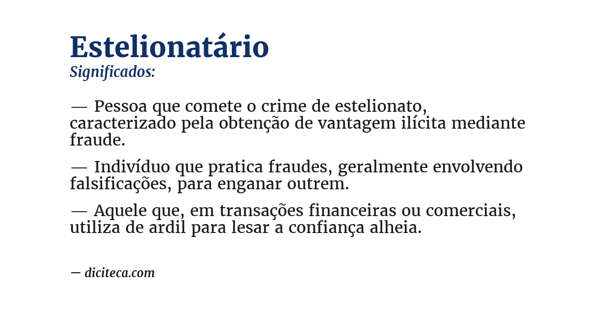 Significado de estelionatário