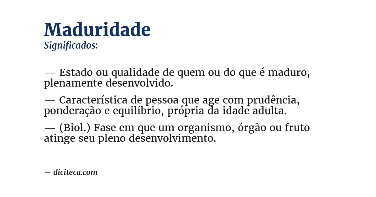 Significado de maduridade
