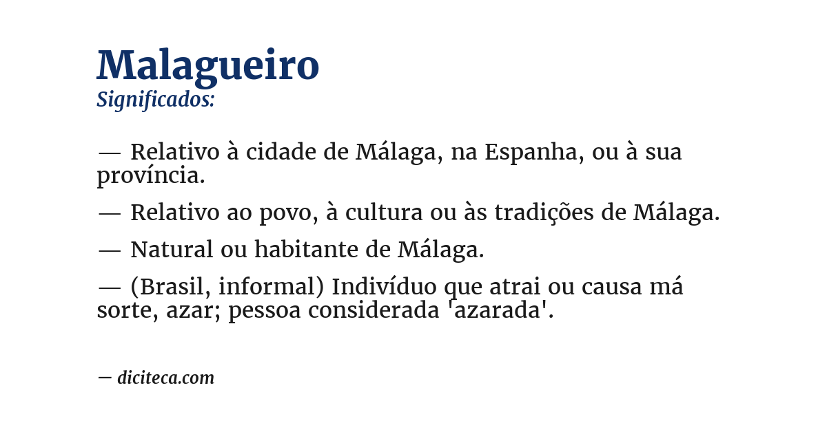 Significado de malagueiro