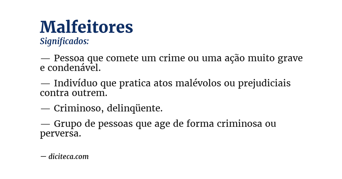 Significado de malfeitores