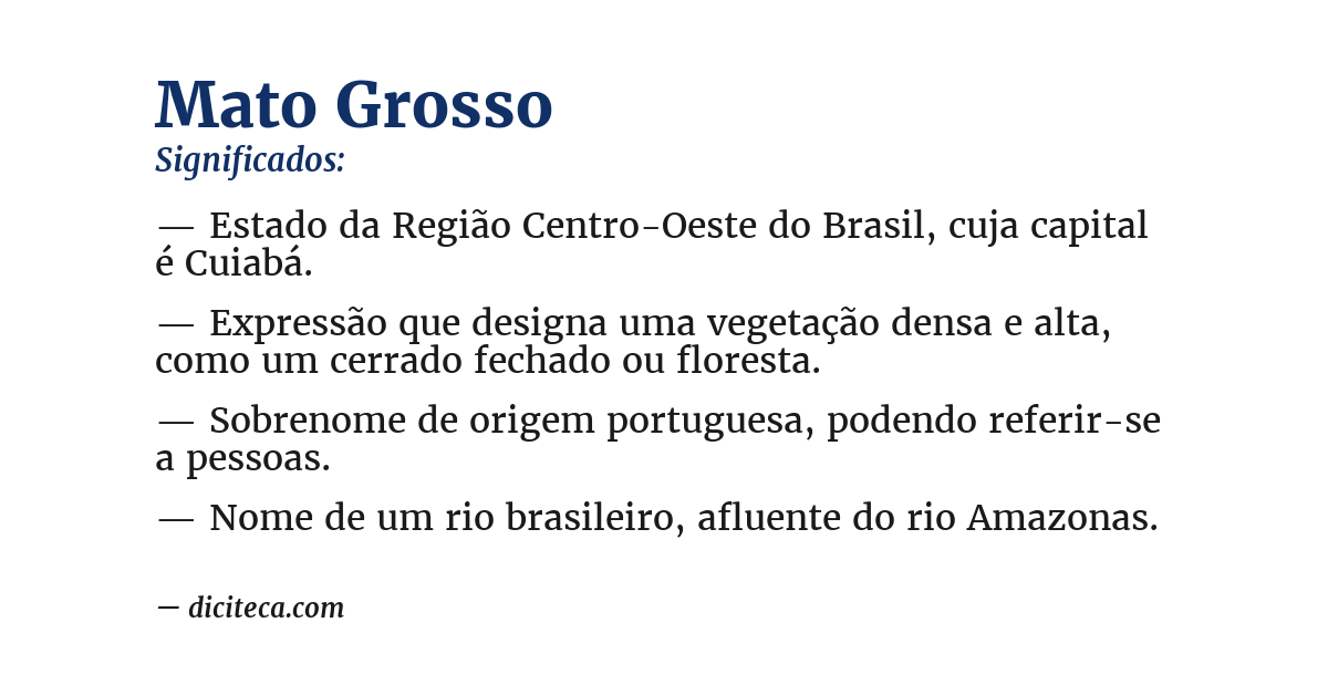 Significado de mato grosso