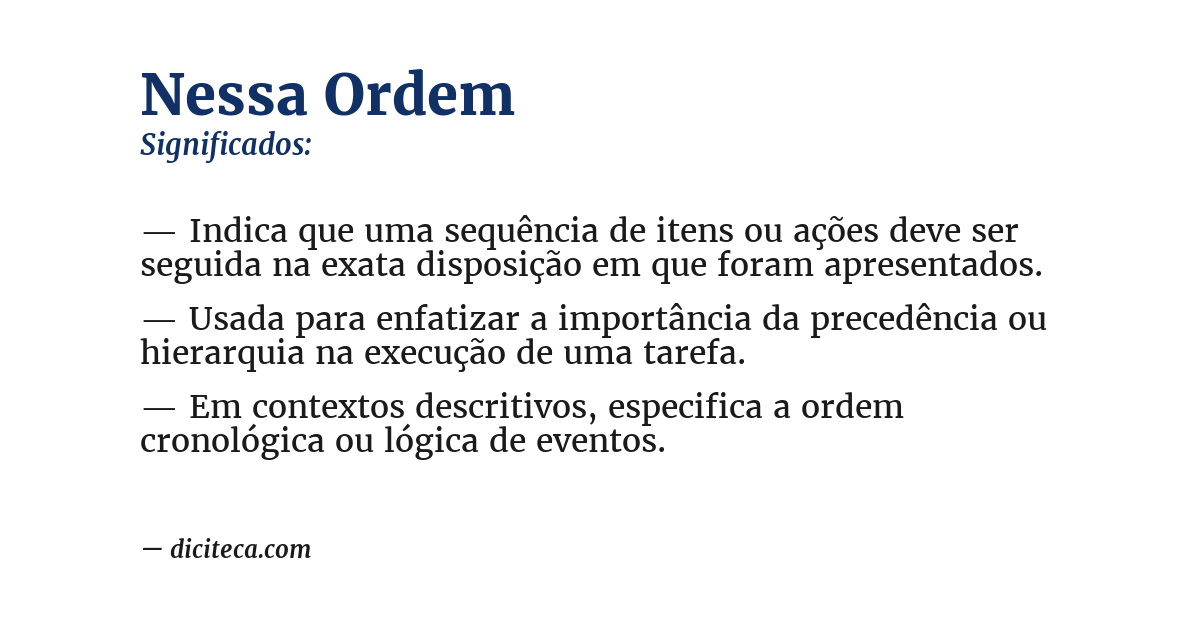 Significado de nessa ordem