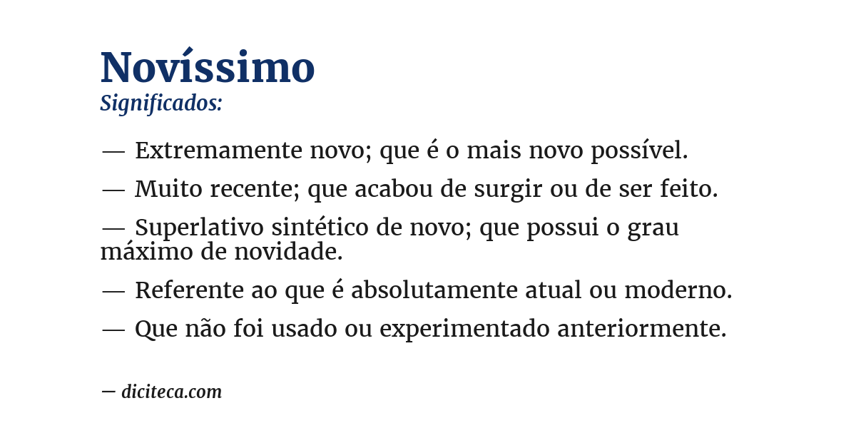 Significado de novíssimo