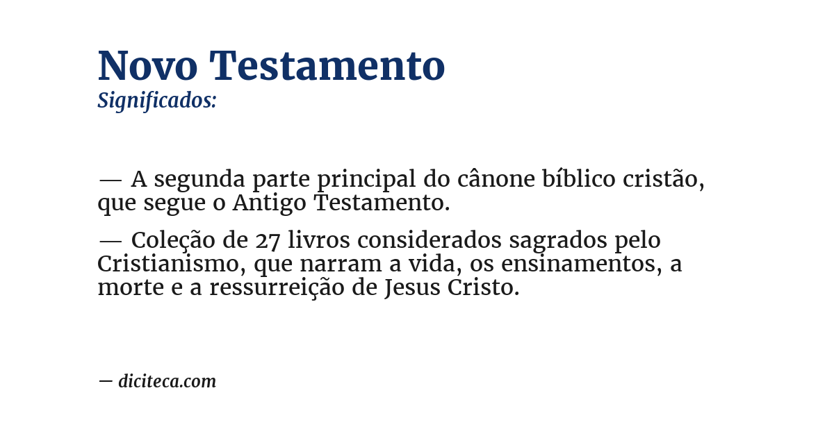Significado de novo testamento