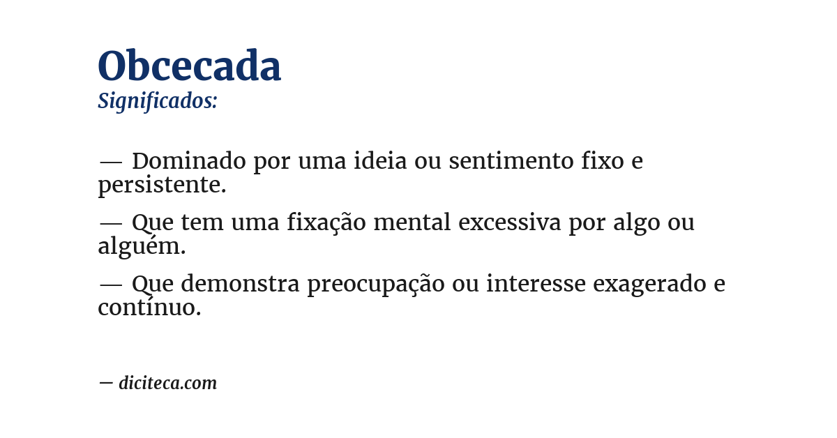 Significado de obcecada