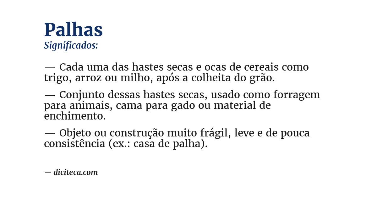 Significado de palhas