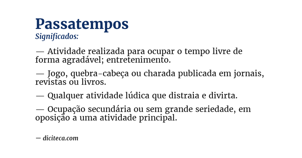 Significado de passatempos