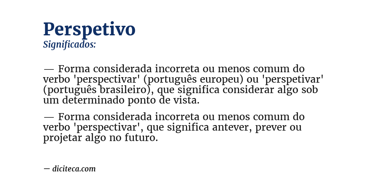 Significado de perspetivo