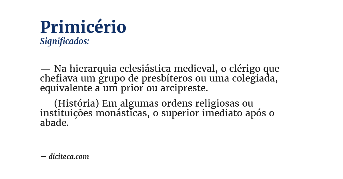 Significado de primicério