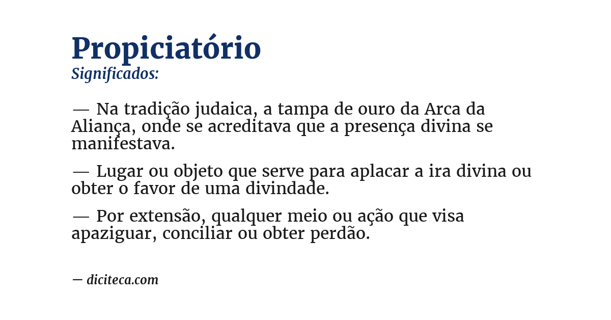 Significado de propiciatório