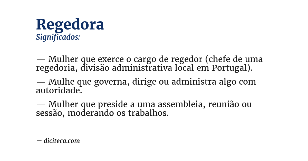 Significado de regedora
