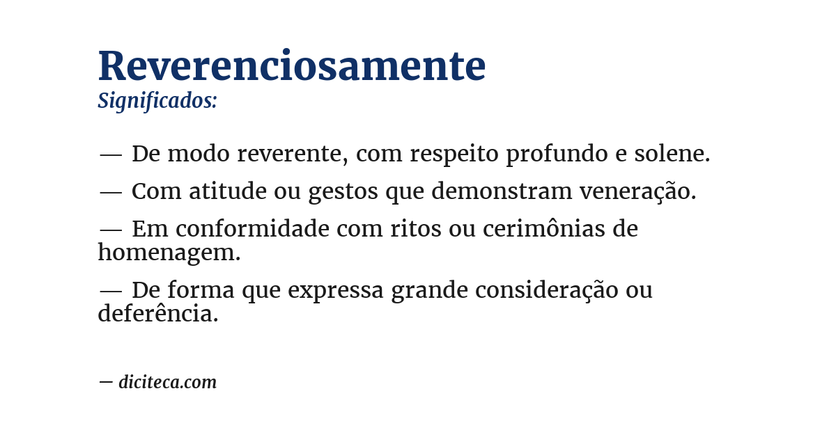 Significado de reverenciosamente