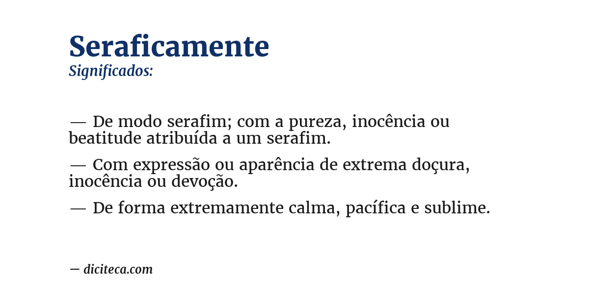 Significado de seraficamente